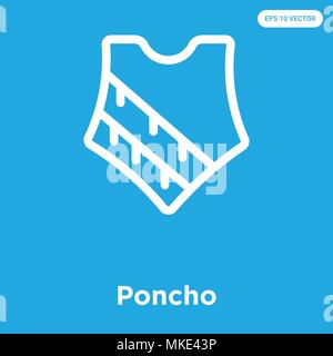 Poncho vector icon isolated on blue background, sign and symbol Stock Vector