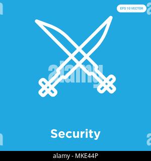 Security vector icon isolated on blue background, sign and symbol Stock Vector