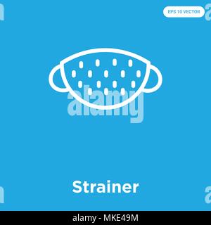 Strainer vector icon isolated on blue background, sign and symbol Stock Vector