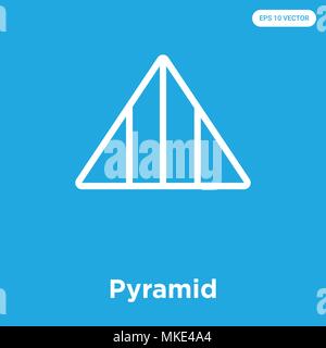 Pyramid vector icon isolated on blue background, sign and symbol Stock Vector