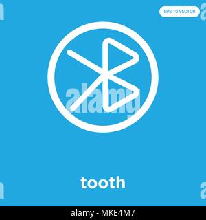 tooth vector icon isolated on blue background, sign and symbol Stock Vector