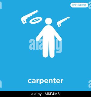 carpenter vector icon isolated on blue background, sign and symbol Stock Vector