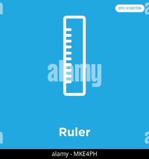 Ruler vector icon isolated on blue background, sign and symbol Stock Vector