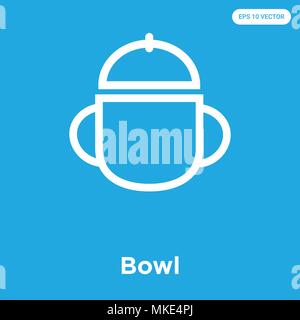 Bowl vector icon isolated on blue background, sign and symbol Stock Vector