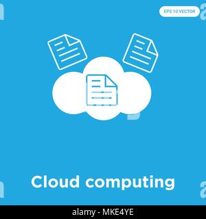 Cloud computing vector icon isolated on blue background, sign and symbol Stock Vector