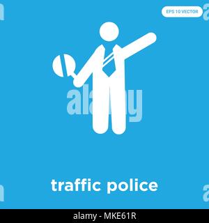 traffic police vector icon isolated on blue background, sign and symbol Stock Vector