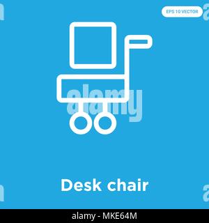 Desk chair vector icon isolated on blue background, sign and symbol Stock Vector