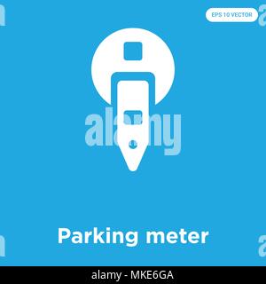 Parking meter vector icon isolated on blue background, sign and symbol Stock Vector