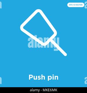 Push pin vector icon isolated on blue background, sign and symbol Stock Vector