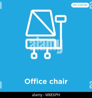 Office chair vector icon isolated on blue background, sign and symbol Stock Vector