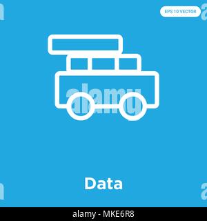 Data vector icon isolated on blue background, sign and symbol Stock Vector