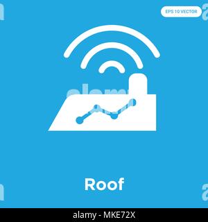 Roof vector icon isolated on blue background, sign and symbol Stock Vector