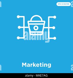 Marketing vector icon isolated on blue background, sign and symbol Stock Vector