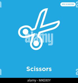 Scissors vector icon isolated on blue background, sign and symbol Stock Vector