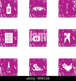 Spa icons set, grunge style Stock Vector