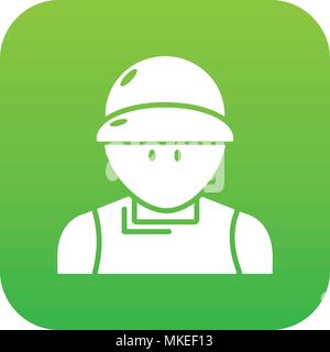 Plumber man icon green vector Stock Vector