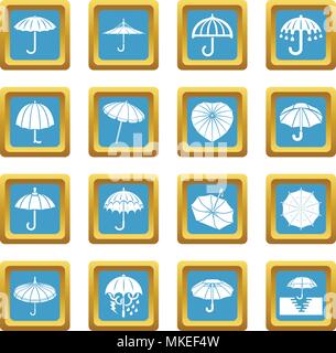 Umbrella icons set sapphirine square vector Stock Vector