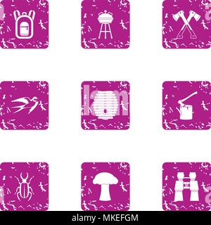 Naturalism icons set, grunge style Stock Vector