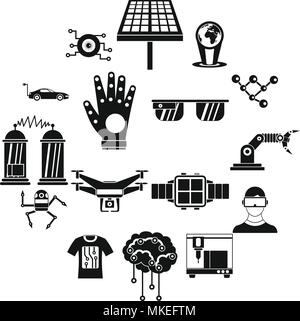 New technologies icons set, simple style Stock Vector