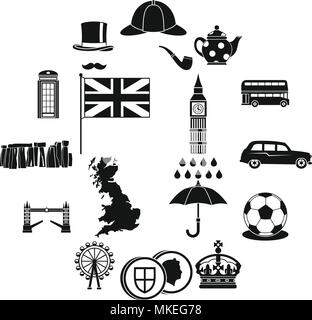 Great Britain icons set , simple style Stock Vector