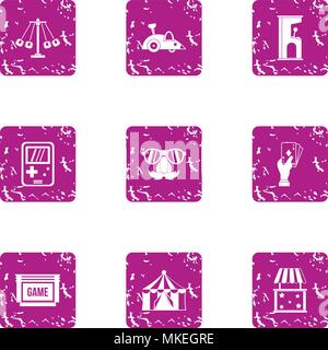 Street game icons set, grunge style Stock Vector