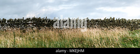 Panoramic photos of a Cornwall wall made out of slates Stock Photo