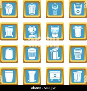 Trash can icons set sapphirine square vector Stock Vector