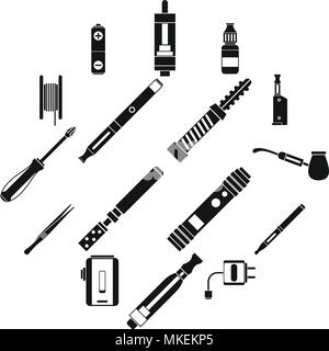 Vaping icons set, simple style Stock Vector