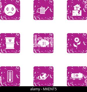 Chemically hazardous icons set, grunge style Stock Vector