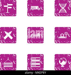 Sturdy material icons set, grunge style Stock Vector
