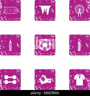 Sport commerce icons set, grunge style Stock Vector