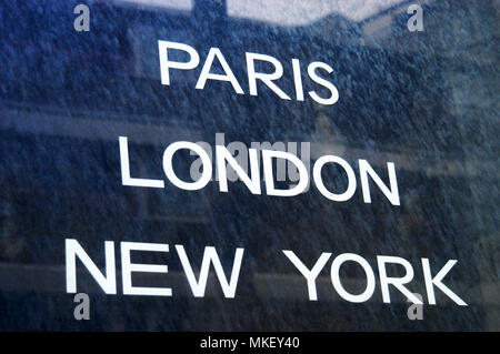 international destinations on a sign board Stock Photo