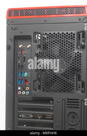 Desktop System Unit Computer Case isolated on a white background Stock Photo