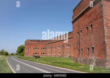 Outside view of Fort Widley on top of portsdown hill outside Portsmouth. Built in 1860 to 1870 to protect Portsmouth from landward attack. Stock Photo