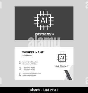 Cpu business card design template, Visiting for your company, Modern horizontal identity Card Vector Stock Vector
