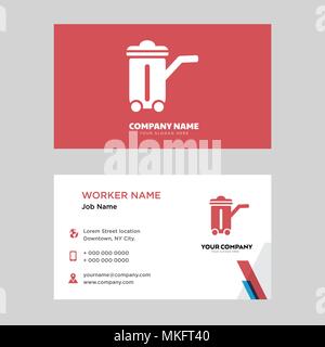 Trash bin business card design template, Visiting for your company, Modern horizontal identity Card Vector Stock Vector
