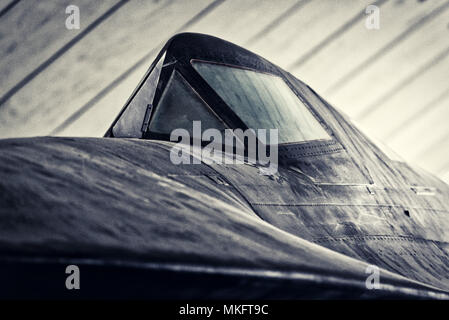 The cockpit canopy of the Lockheed SR-71 Blackbird spy plane Stock Photo