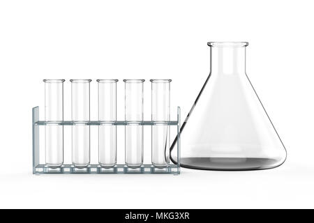 3d rendering empty beaker and test tubes or laboratory glassware on white background Stock Photo