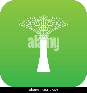 Singapore Supertree at the Gardens By The Bay icon digital green Stock Vector