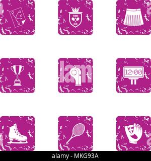 Unsportsmanlike conduct icons set, grunge style Stock Vector