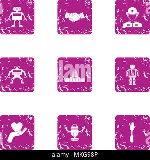 Droid icons set, grunge style Stock Vector
