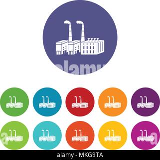 Large chemical plant icon, simple style Stock Vector