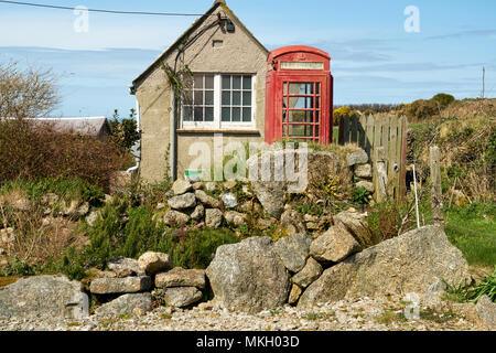 The old telephone exchange in Zennor near St Ives, Cornwall UK. 7/4/2018. Now decommissioned. Used to connect this rural community to the outside world Stock Photo