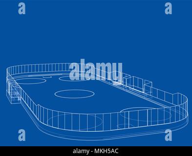 Ice hockey area outline. Vector Stock Vector