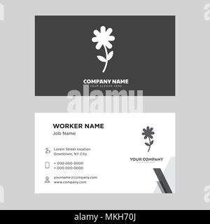 Two Flowers In a Pot business card design template, Visiting for your company, Modern horizontal identity Card Vector Stock Vector