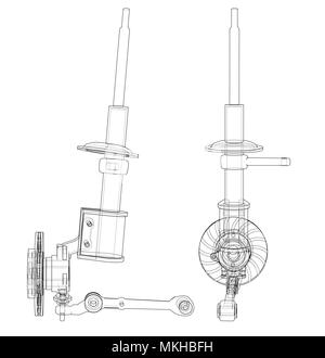 Car dampers with brake disc outline. Vector Stock Vector