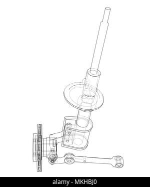 Car dampers with brake disc outline. Vector Stock Vector