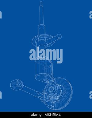 Car dampers with brake disc outline. Vector Stock Vector