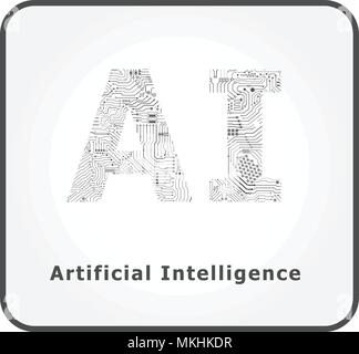 ai artificial intelligence with circuit pattern vector illustration Stock Vector