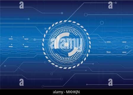 hud interface with circuit line on blue background vector illustration Stock Vector